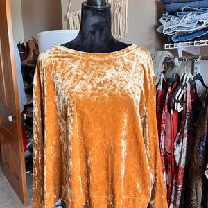 Crushed Velvet Mustard Wide Waist Crop